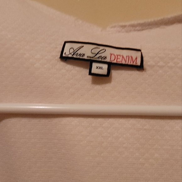 Ava Lea Denim Off White Creme Hooded Sleeveless Half Back Shawl Sweater Top XXL - Picture 5 of 5